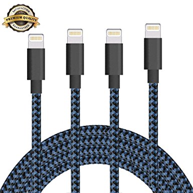 iPhone Cable SGIN,4Pack 3FT 6FT 6FT 10FT Nylon Braided Cord Lightning to USB iPhone Charging Charger for iPhone 7,7 Plus,6S,6 Plus,SE,5S,5,iPad,iPod Nano 7(Black Blue)