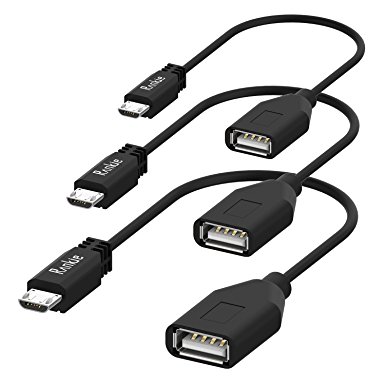 Micro USB to USB, Rankie 3-Pack Micro USB Male to USB Femal Converter On-The-Go (OTG) Adapter (Black) - R1170