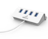 NRGized M-325 USB 30 4-Port Portable Hub with 2-Foot USB 30 Cable Silver 4-Port Hub with Stand