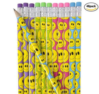 Emoji Pencil, 7.5-Inch 4 Dozens 48 Count Use As Reward Pencils ,Birthday Party Favors For Kids Or Rewards For Students