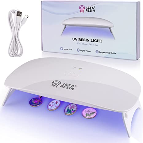 LET'S RESIN UV Light for Resin,48W Large Size Portable UV Resin Light, Fast Curing&143g Light Weight UV Lamp, Resin Supplies for UV Resin, Jewelry Making, Craft Decor