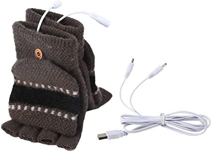 Rehomy USB Heated Gloves Mitten for Women Men, Winter Warm Full & Half Finger Laptop Gloves for Indoor or Outdoor