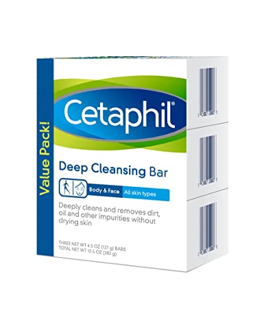 Cetaphil Deep Cleansing Face & Body Bar for All Skin Types (Pack of 3)