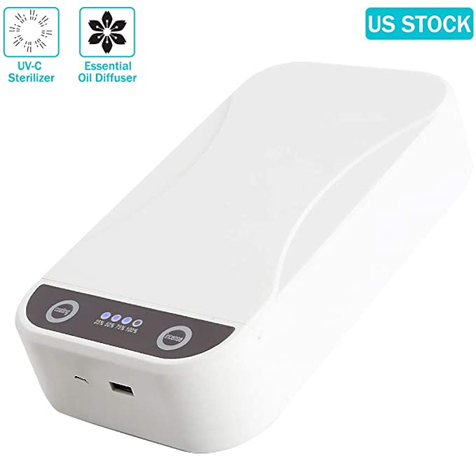 UV Cell Phone Sanitizer, Portable UV Sterilizer Aromatherapy Function Disinfector, Cell Phone Cleaners Sanitizer Box for iOS Android Smartphones Toothbrush Pacifier