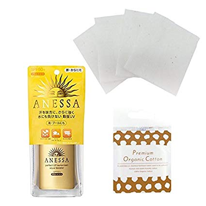 Shiseido Anessa Perfect Sunscreen Aqua Booster SPF 50  and Organic Premium Cotton Set