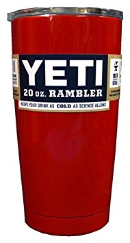 Yeti Rambler Tumbler 20-ounce, Stainless Steel, with Lid, Custom Colors (Bold Red)