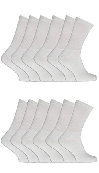 New Mens 12 Pairs COTTON Plain White Sport Socks UK 6-11 EUR 39-45