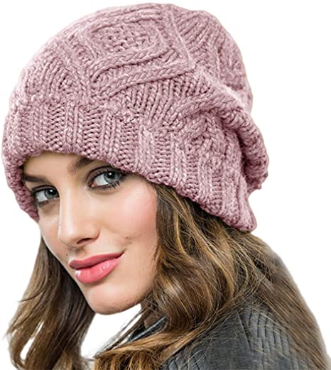 Winter Hats Women Girl-New Knitted Ski Hat Thick Warm Beanie Skull Cap for Gift