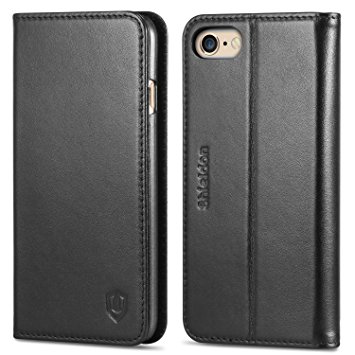 iPhone 6s Case, SHIELDON Genuine Leather Case, Handmade Wallet Case, Flip Folio Book Cover with Stand Function, Card Slots & ID Holder and Magnetic Closure for iPhone 6s / iPhone 6 4.7 inch, Black