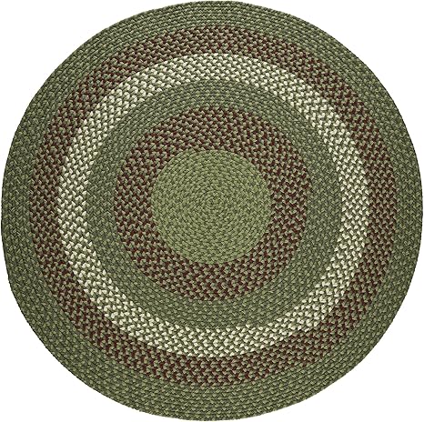 Super Area Rugs Homespun Braided Rug Indoor Outdoor Rug Textured Durable Patio Deck Carpet, Red & Green, 8' X 8' Round