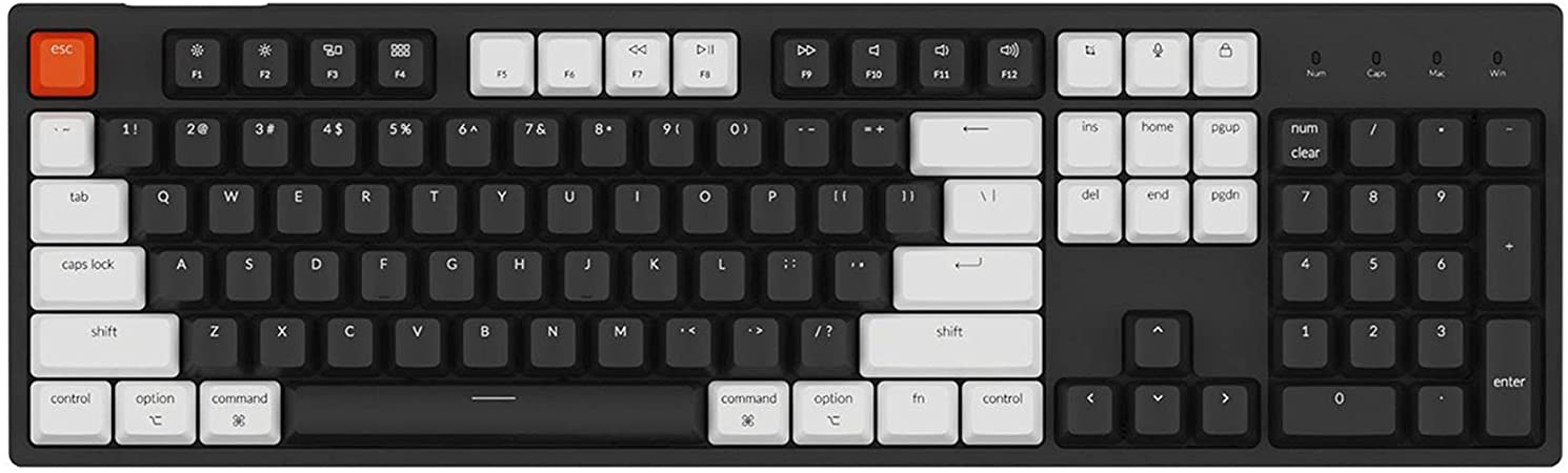 Keychron C2 Full Size Hot-swappable Wired Mechanical Keyboard Compatible with Mac, Keychron Brown Switch, 104 Keys ABS keycaps Gaming Keyboard for Windows, USB-C Type-C Braid Cable