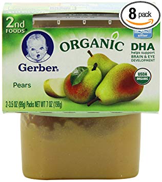 Gerber 2nd Foods Organic Pear, 2-Count, 3.5-Ounce Tubs (Pack of 8)