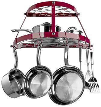 Range Kleen CW6003R, Red Enameled, 2 Shelf Wall Mounted Pot Rack