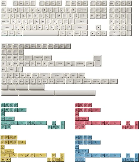 Akko Cream Keycaps Set for Mechanical Keyboard, MDA Profile PBT Double-Shot Keycap 282 Keys with 4 Different Groups of Novelty Keys for ISO-UK & ANSI Layout, Compatible with All Sized Keyboards