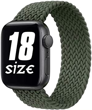 GBPOOT Sport Watch Bands Compatible with Braided Solo Loop Apple Watch Band 38mm 40mm 42mm 44mm,Soft Stretchy Braided Wristband for Iwatch Series 1/2/3/4/5/6/SE,Inverness Green-42/44mm#8