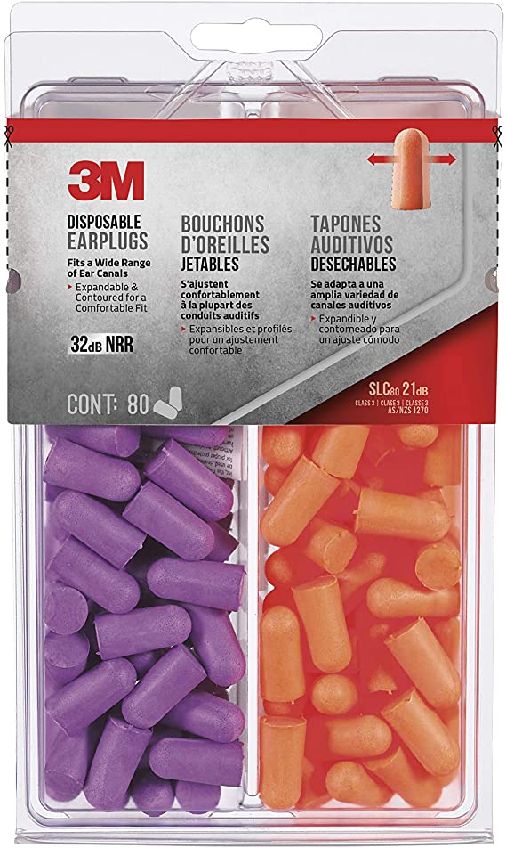 3M Safety 92059 Non-corded Disposable Earplugs, 80 Pairs (NRR 32 dB)