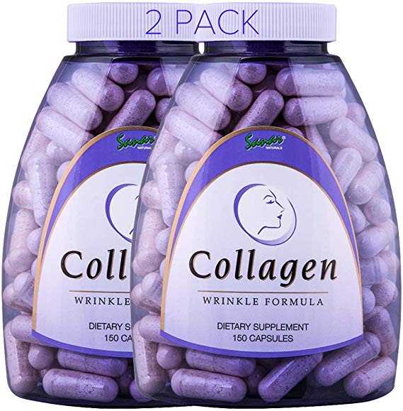 Sanar Naturals Premium Collagen Pills Plus Vitamin C, E - Skin Care Beauty, Fast Hair Growth, Nails, Joints, Hydrolyzed Collagen Peptides Supplement for Women, 150 Capsules (300 Capsules)
