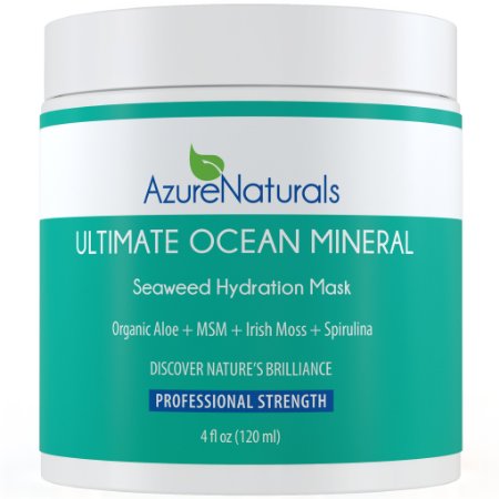 ULTIMATE Seaweed Hydration Mask with over 90 powerful Oceanic Minerals, micro minerals, vitamins and vital nutrients help repair, rejuvenate and deeply nourish your skin, giving it a healthier, more youthful glow. This amazing mask is a proud part of our line of restorative and healing ocean mineral skin care products. 100% Money Back Guarantee!