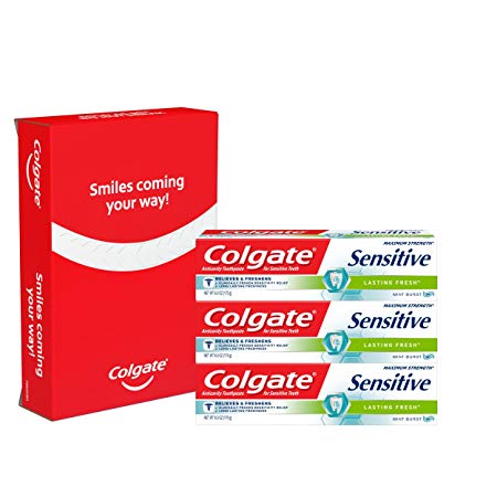 Colgate Sensitive Toothpaste, Lasting Fresh, Mint Burst Gel - 6 ounce (3 Count)