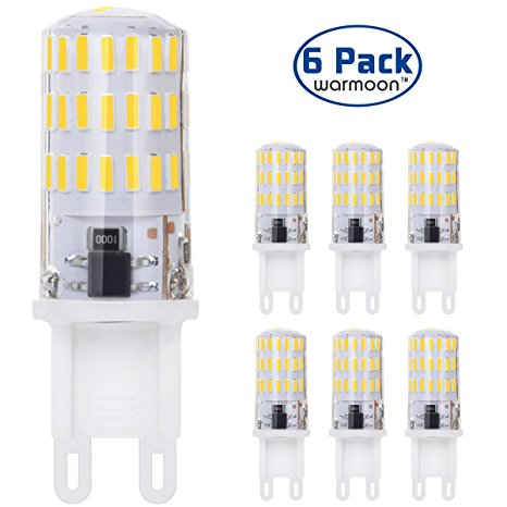 Warmoon G9 LED Light Bulbs, 7W Daylight White, 6500K, 4014 SMD 46 LEDs 360 Degree Beam Angle LED Bulbs (Pack of 6)
