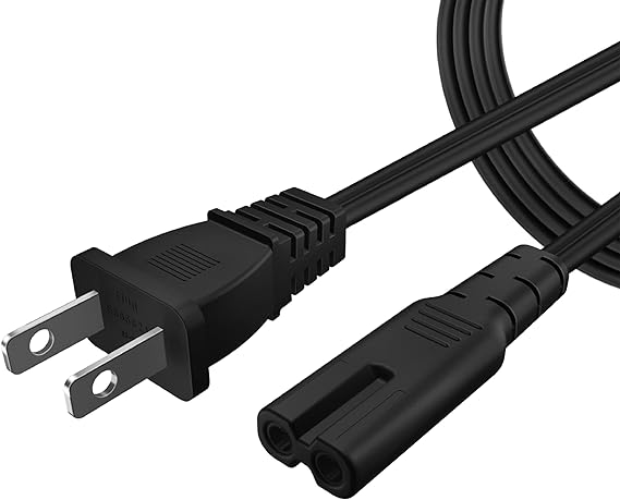 TNP Universal 2 Prong Power Cord (15 Feet) - NEMA 1-15P to IEC320 C7 Figure 8 Shotgun Connector AC Power Supply Cable Wire Socket Plug Jack (Black) Compatible with Apple TV, PS4, PS3 Slim, LED HDTV