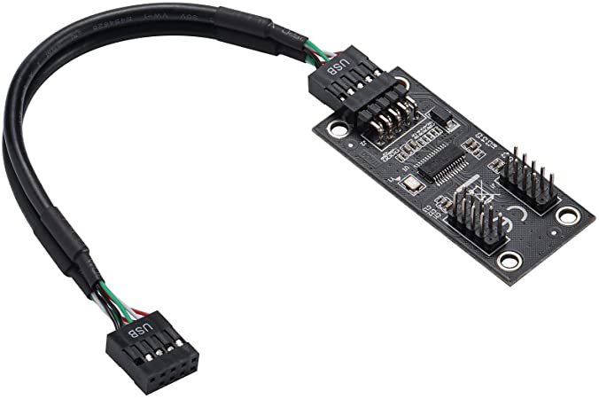 MZHOU USB 2.0 9PIN to Dual 9PIN Hub Adapter Card FE1.1S Control PCB Board High-performance Support Windows 10/8/8.1/7 / Vista / XP, Mac, Linux, Chrome OS