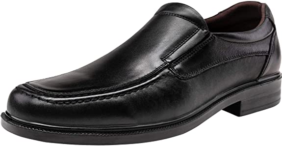 JOUSEN Men's Loafers Leather Formal Classic Dress Shoes Square Toe Slip On Shoes