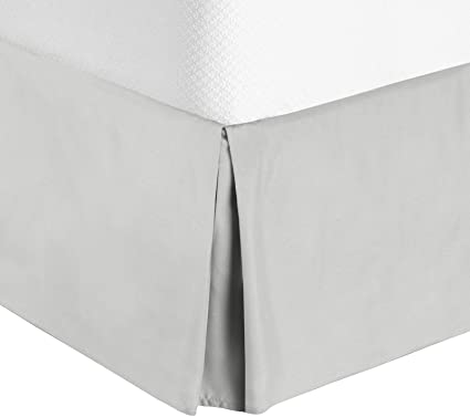 Nestl Bedding Bed Skirt - Soft Double Brushed Premium Microfiber Dust Ruffle - Luxury Pleated Dust Ruffle, Hotel Quality Sleek Modern Bed Skirt, Easy Fit with 14 in Tailored Drop, Cal King, Silver