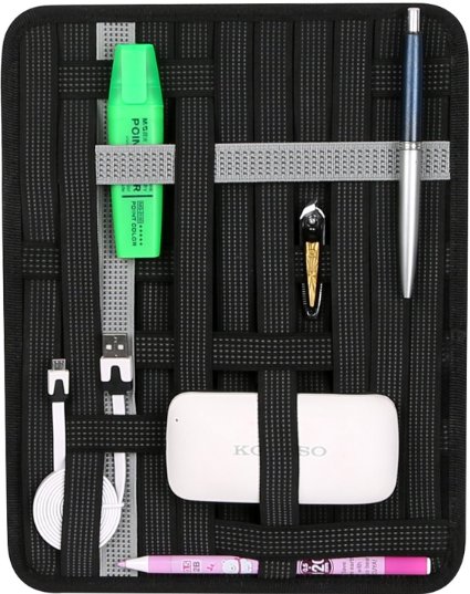 Elastic Retention & Organizer Board (Lightweight, Portable, Double Sided Storage, Elastic Bands) - Black