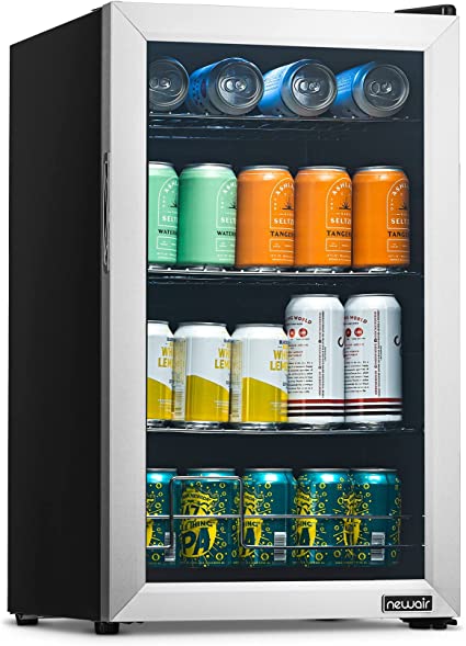NewAir AB-1000 100 Can Freestanding Beverage Fridge in Stainless Steel, Silver