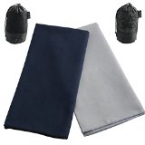 The Friendly Swede Ultralight and Compact Travel and Sports Towels Quick-drying Microfiber 2 Pack with 2 Mesh Carry Bags