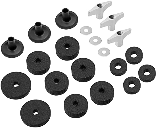 21 Pieces Cymbal Replacement Accessories Cymbal Stand Sleeves Cymbal Felts with Cymbal Washer & Base Wing Nuts Replacement for Drum Set (Black)