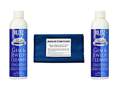 2 Pack 8oz BLITZ Concentrated Jewelry Cleaning Solution   FREE Microfiber Cleaning Cloth - Ideal for use with Ultrasonic Cleaners!