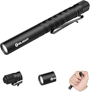 OLIGHT I3T Plus 250 Lumens EDC Pocket Slim Flashlight with 2 AAA Batteries and a PMMA Optic Lens, Tail-switch LED Flashlight with Dual Direction Pocket Clip for Camping, Outdoor, and Emergency (Black)