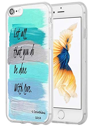 Iphone 8 Case,Iphone 7 Case Christian Quotes,Hungo Compatible Protective Cover Replacement For Iphone 7/8 Bible Verses Theme Let All That You Do Be Done with Love 1 Corinthians 16:14