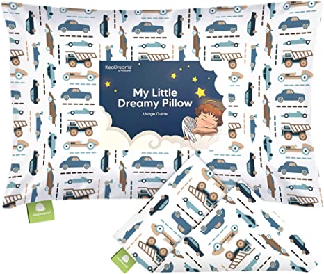 KeaBabies Toddler Pillowcase for Pillow - Organic Toddler Pillow Case for Boy, Kids - 100% Natural Cotton Pillowcase for Miniature Sleepy Pillows - Toddler First Pillow - Pillow Sold Separately (Vroom)