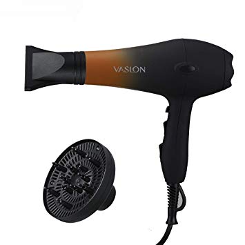 VASLON Salon Grade Professional Hair Dryer 1875W AC Motor Negative Ionic Ceramic Blow Dryer With 2 Speed and 3 Heat Settings Cold Shot Button, Diffuser and Connector