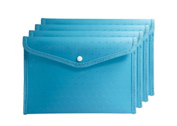 Eriso Translucent Plastic Poly Envelope Folders with Snap Button Document File Pack of 4