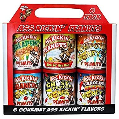 ASS KICKIN’ Spicy Hot Peanuts Gift Set – Variety Pack 4.25oz - Ultimate Spicy Gourmet Peanuts Gift Kit - Try if you dare!