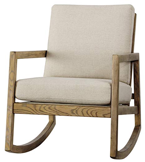 Ashley Furniture Signature Design - Novelda Rocking Accent Chair - Neutral Tan - Faux Wood Finish