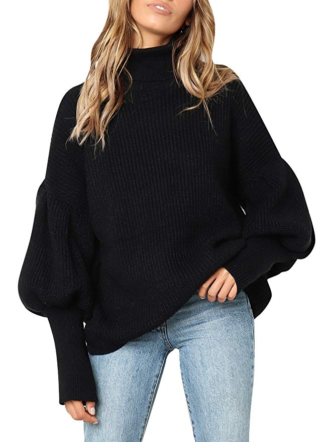 Simplee Women's Casual Long Sleeve Loose Pullover Knit Sweater Jumper Top