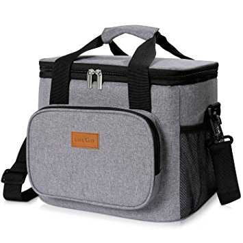 Lifewit 24-Can Large Cooler Bag Insulated Lunch Bag, Soft Cooler Bag for Beach / Picnic / Camping / BBQ, Grey