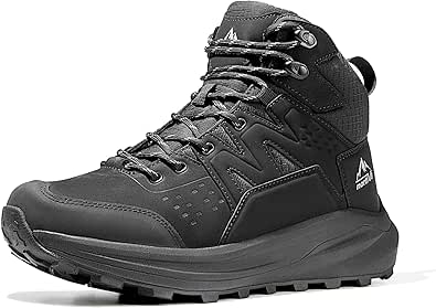 NORTIV 8 Men's Hiking Boots Waterproof Lightweight Hiking Shoes Non-Slip Outdoor Leather Boots