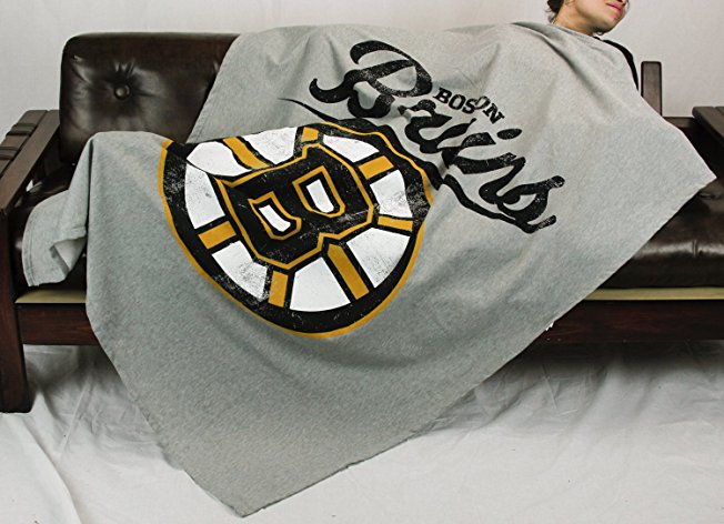 Boston Bruins NHL Sweatshirt Throw Blanket, Grey