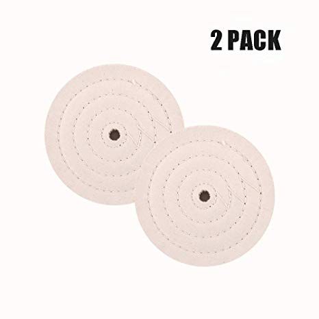 SCOTTCHEN Extra Thick Buffing Polishing Wheel 6 inch (70 Ply) For Bench grinder Tool With 1/2" Arbor Hole 2 PACK