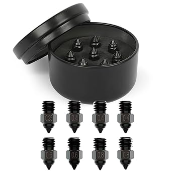 Official Creality 8PCS 3D Printer High-end Hardened Steel Nozzle Kit,Extruder Nozzles 0.25mm, 0.4mm, 0.6mm, 0.8mm for Ender 3/Ender 3 Pro/Ender 3 V2/Ender 3 Max