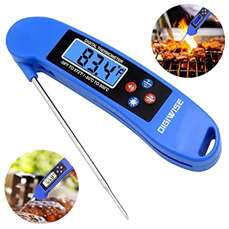 Instant Read Thermometer, Digiwise Meat Cooking Food BBQ Thermometer, 5s Digital Voice Talking Backlight with Food-Safe Stainless Probe for Kitchen Baking Milk Beef