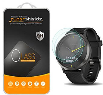 [2-Pack] Supershieldz for Garmin vivomove HR Tempered Glass Screen Protector, Anti-Scratch, Bubble Free, Lifetime Replacement Warranty