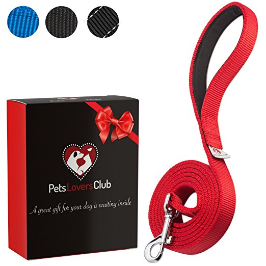 PetsLovers Premium Dog Leads | Heavy Duty Strap With Padded Handle & Ambient Colors | Red 1,8 m long x 2,5 cm wide