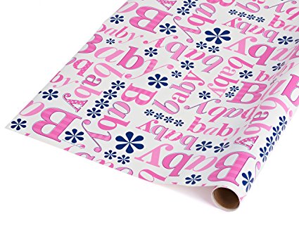 American Greetings Baby Shower Wrapping Paper, Pink, 2.5' x 9' (068981120810)